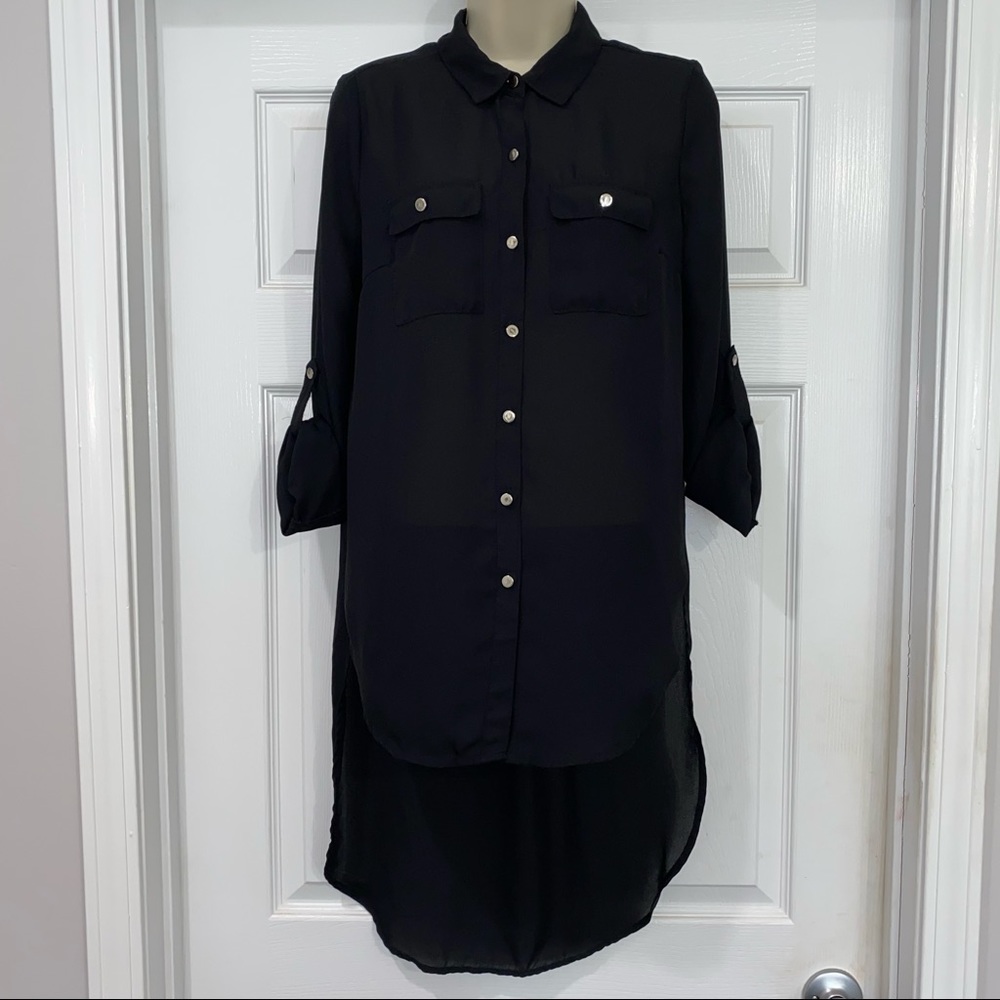 New Look High Low Button Up Collared Shirt